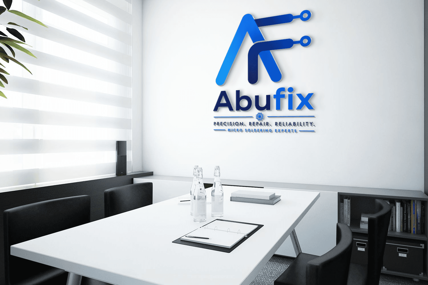 Abufix workshop entrance and clean room benches